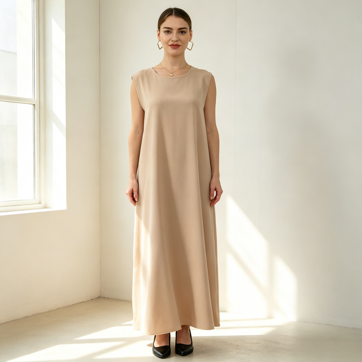 Embroidered 3-Piece Abaya Set - Outer Dress, Inner Dress & Hijab