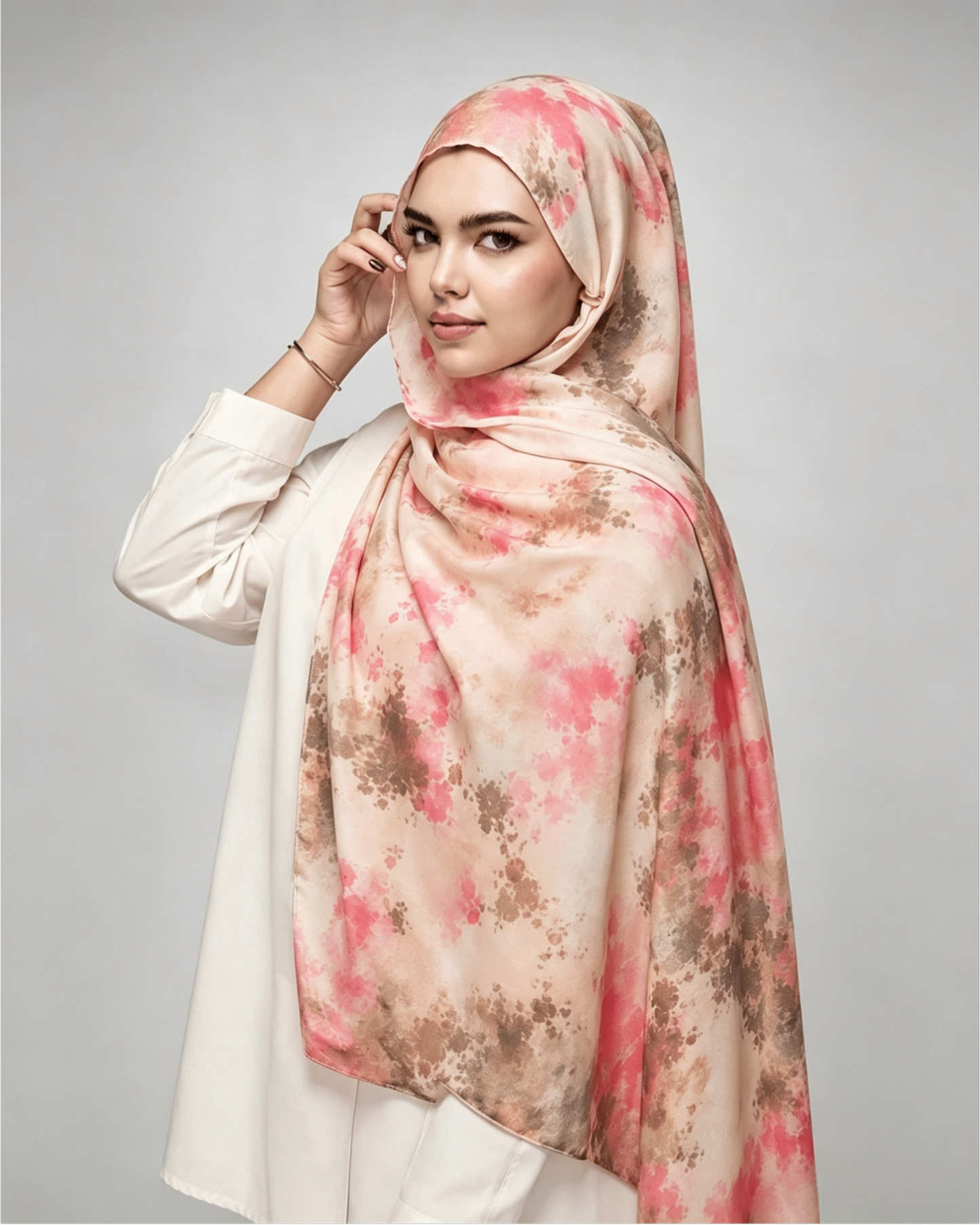 Blush Pink Printed Jersey Hijab – Soft Premium Modest Head Scarf - product image 6 of 9 | Lunar Elegance