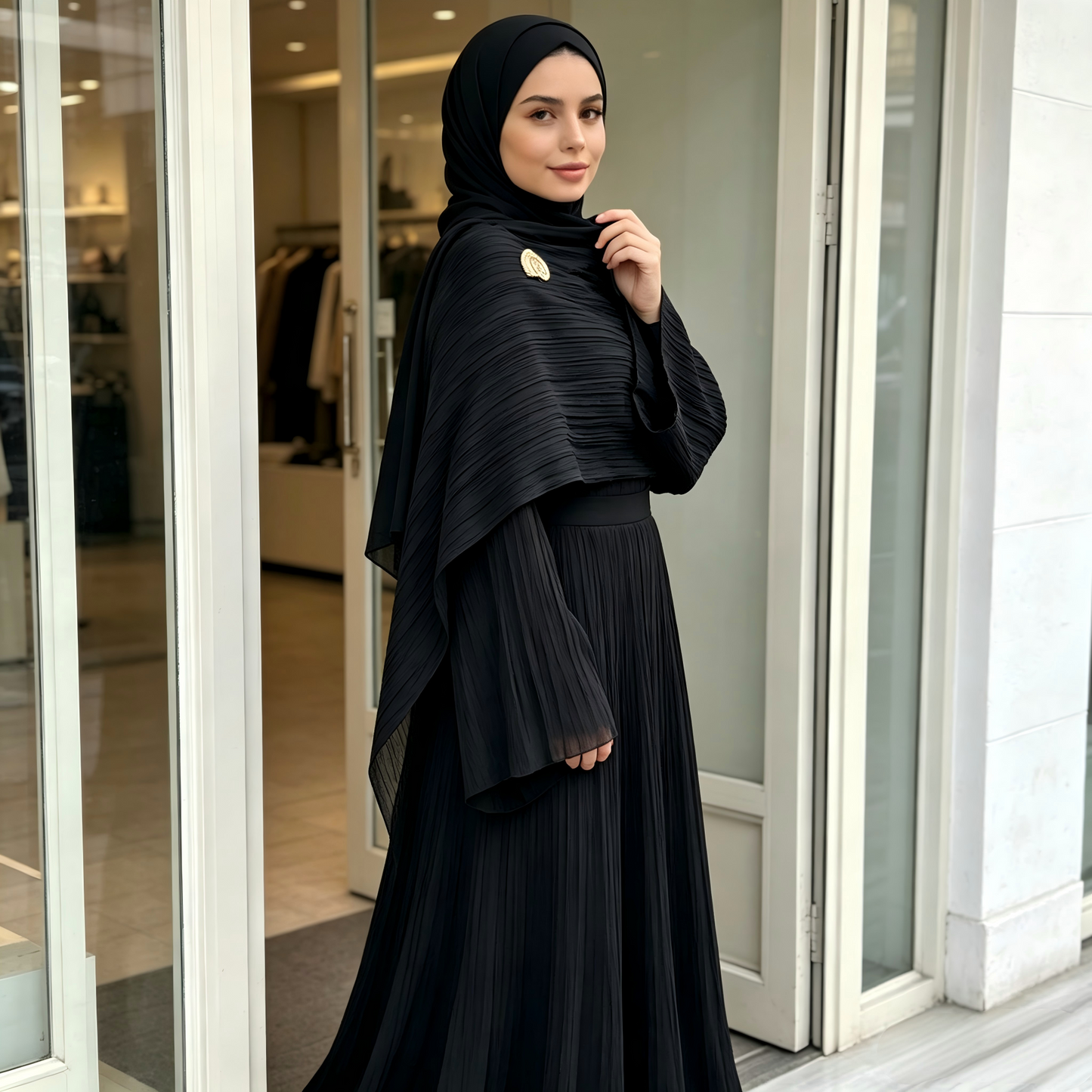 Double Layer Tencel Knit Abaya Dress - Soft Modest Maxi Gown