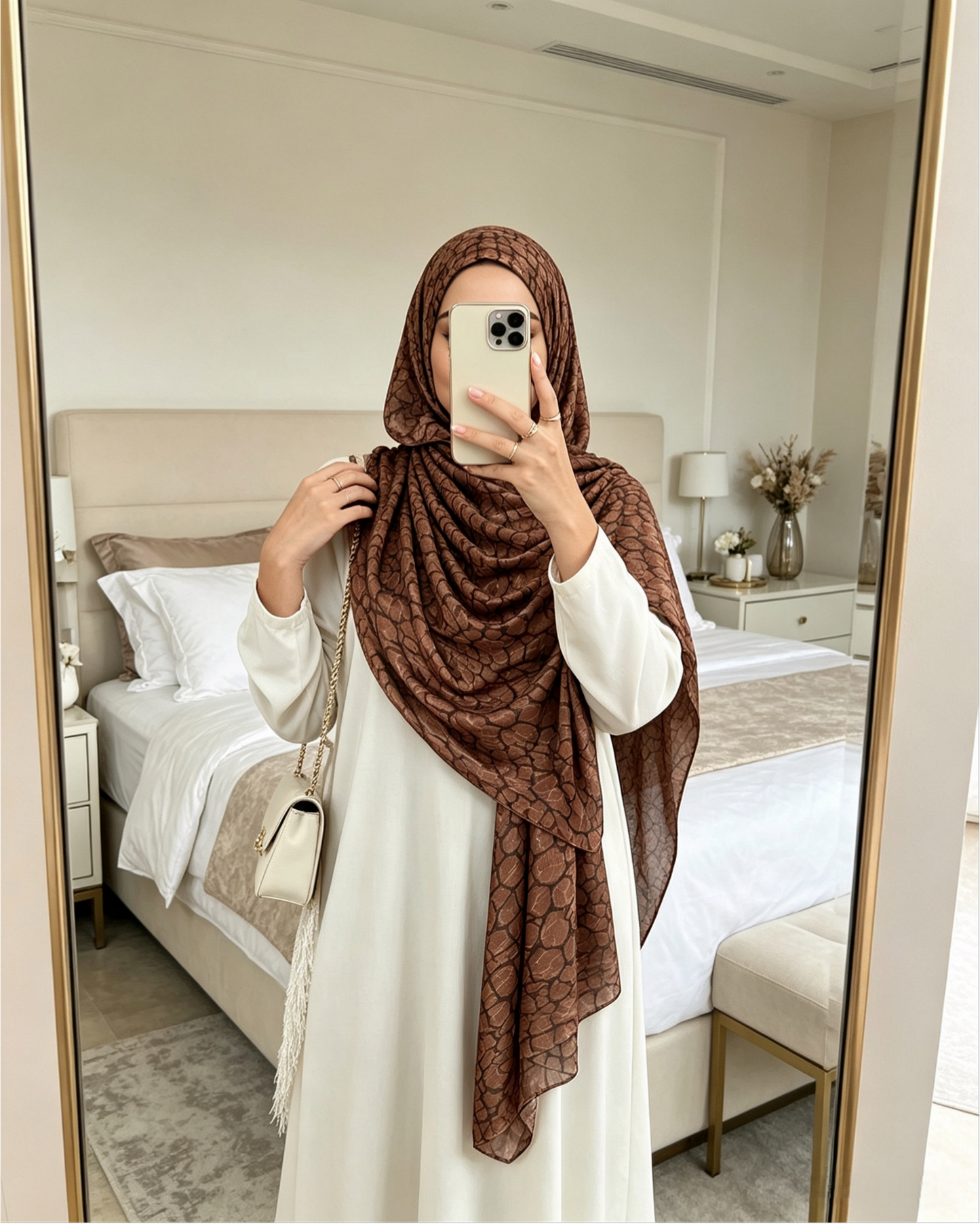 Brown Animal Print Jersey Hijab – Soft Premium Modest Head Scarf - product image 10 of 10 | Lunar Elegance