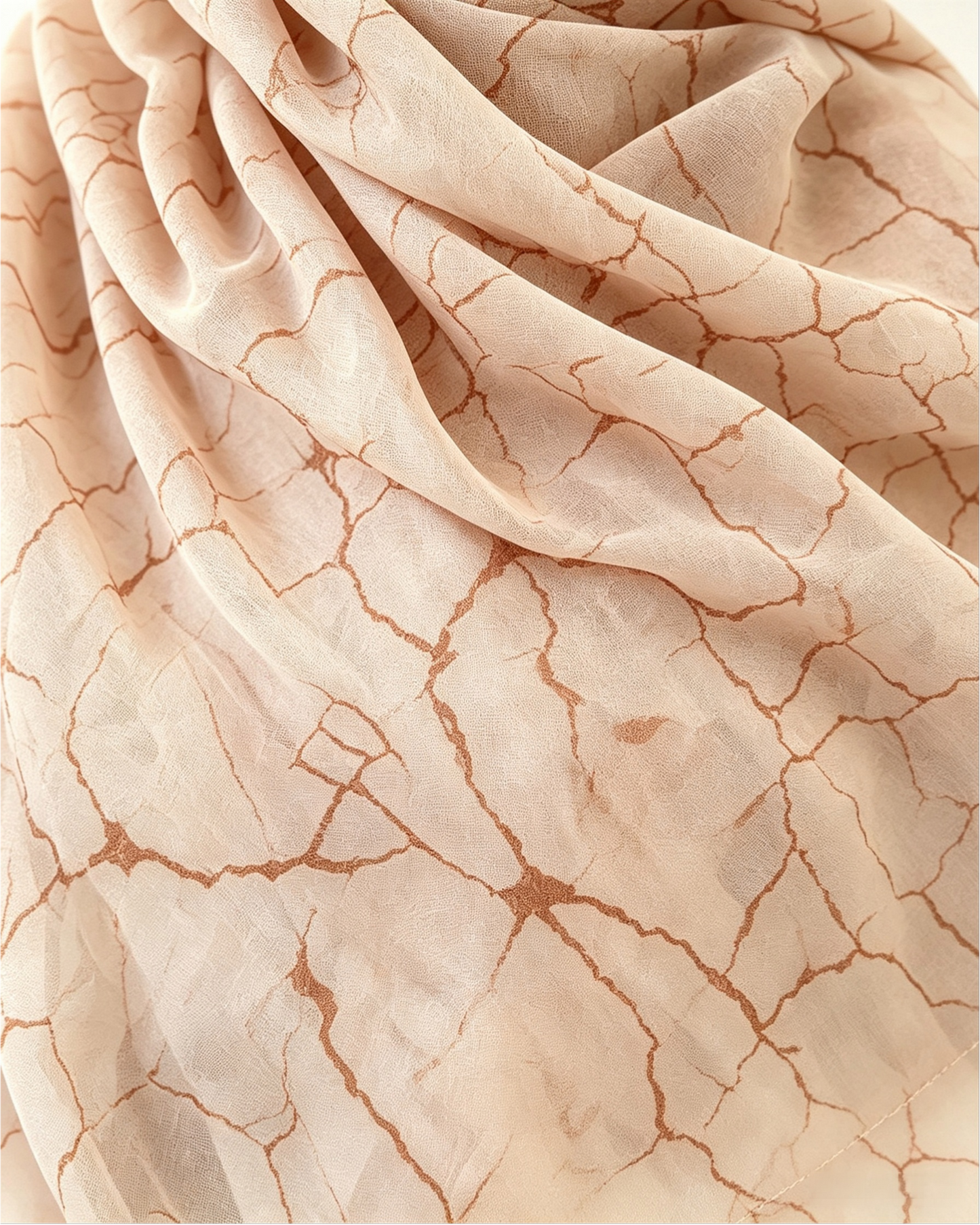 Nude Beige Floral Sketch Hijab Shawl – Botanical Modest Head Scarf (80×180cm) - product image 9 of 9 | Lunar Elegance