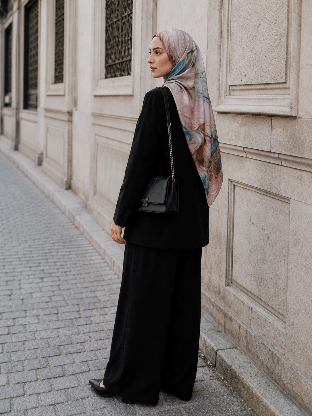 Bohemian Marble Mercerized Cotton Hijab | Lunar Elegance