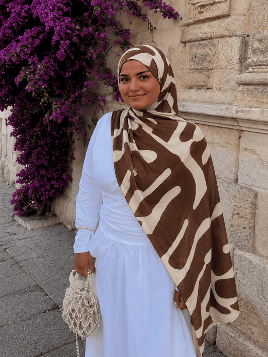 Chocolate Brown Mercerized Cotton Hijab | Lunar Elegance