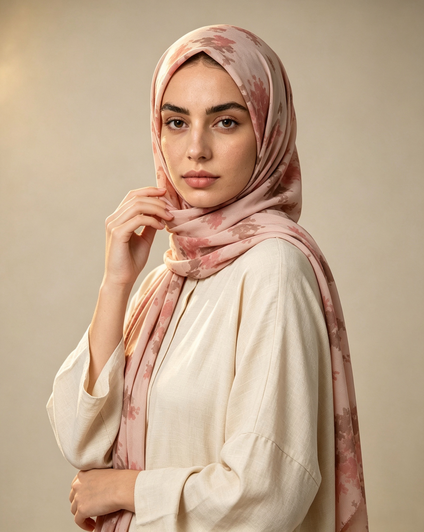Blush Pink Printed Jersey Hijab – Soft Premium Modest Head Scarf - product image 7 of 9 | Lunar Elegance