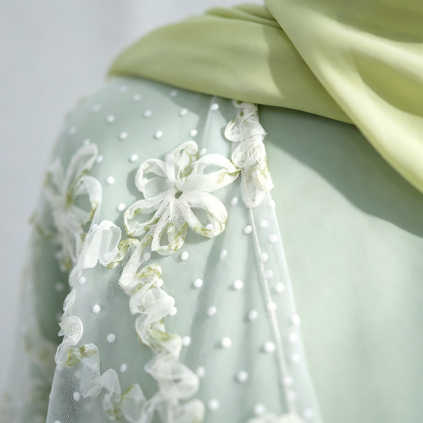 Elegant Mesh Cardigan Abaya and Hijab Set