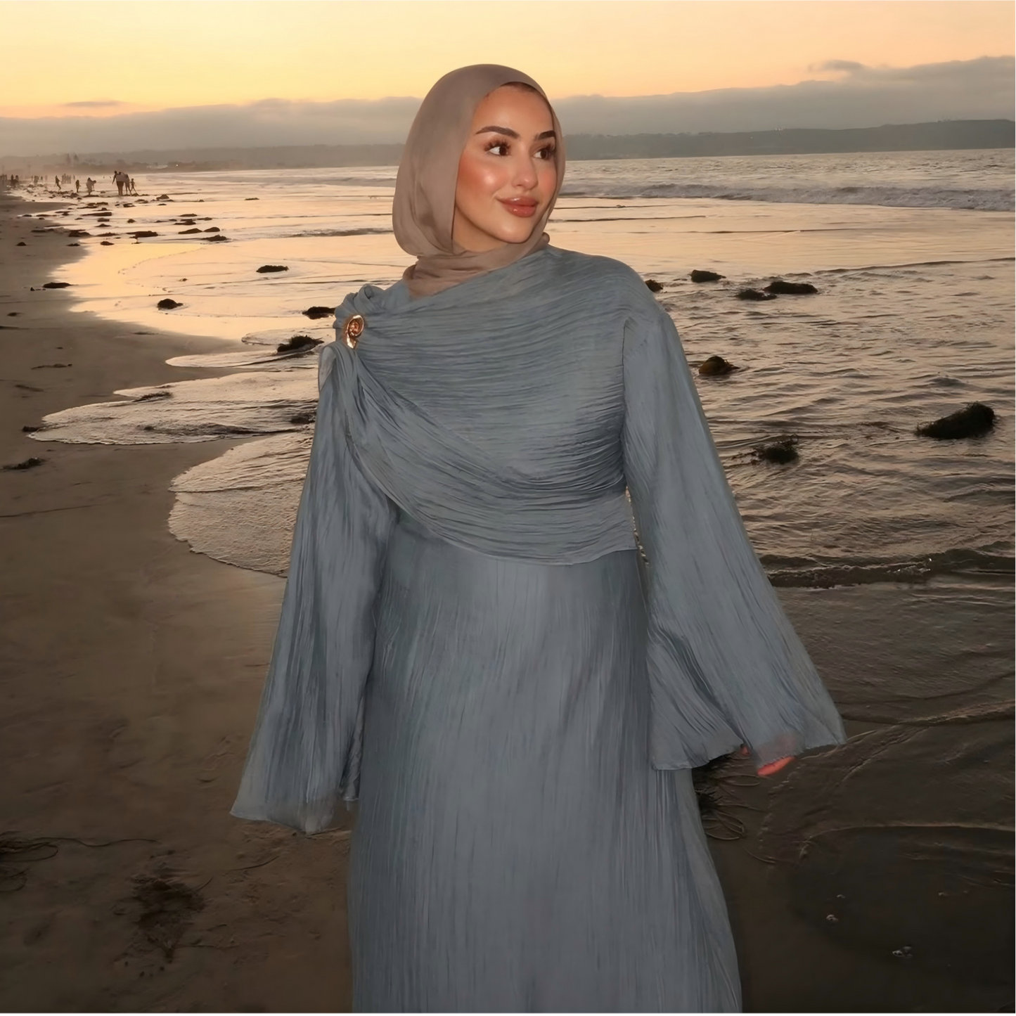Double Layer Tencel Knit Abaya Dress - Soft Modest Maxi Gown