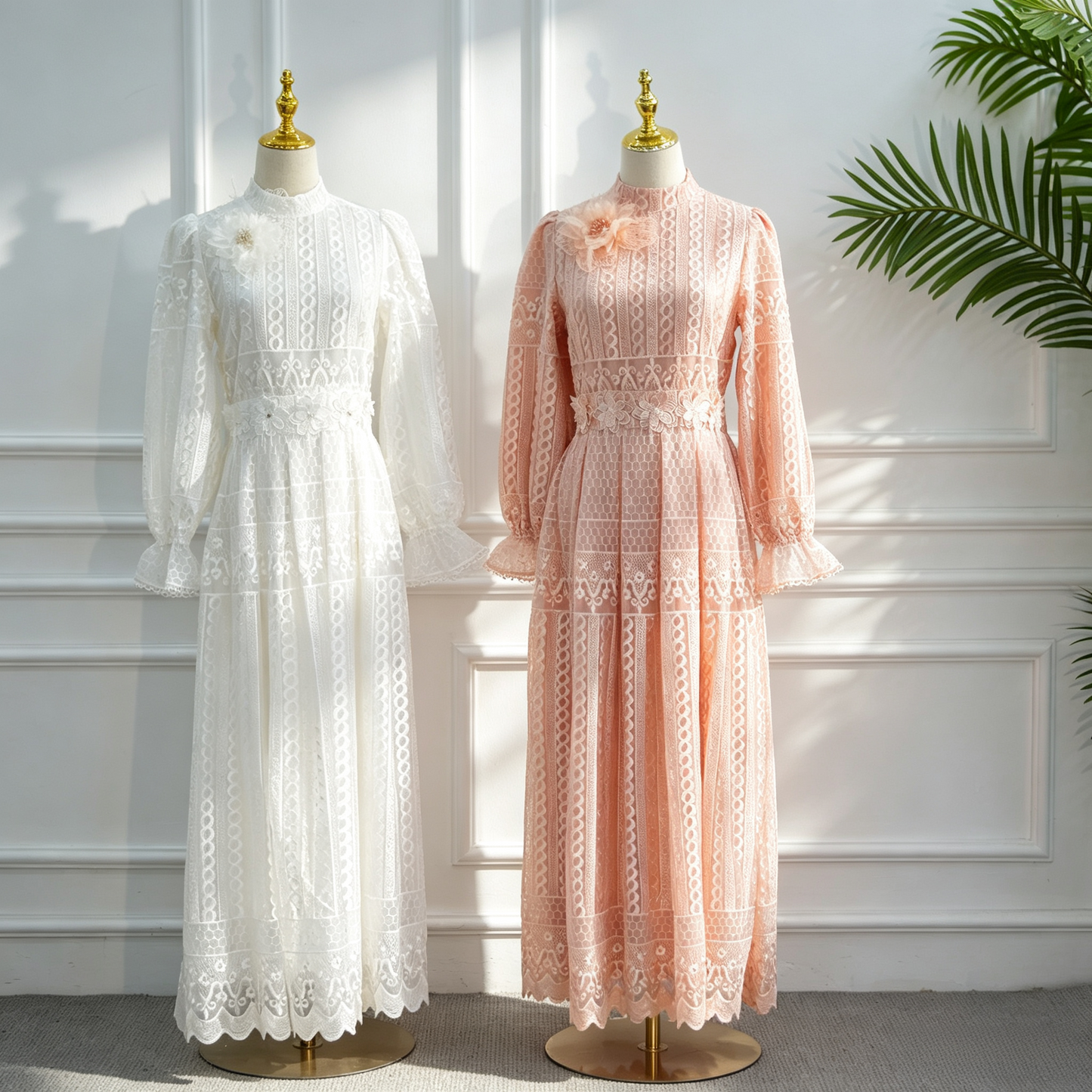 Elegant Embroidered Double Layer Abaya Dress - Luxury Modest Maxi Gown