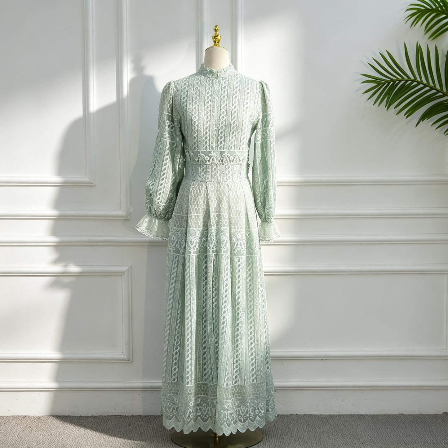 Elegant Embroidered Double Layer Abaya Dress - Luxury Modest Maxi Gown