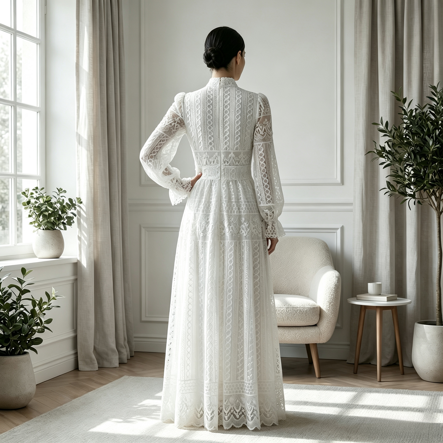 Elegant Embroidered Double Layer Abaya Dress - Luxury Modest Maxi Gown