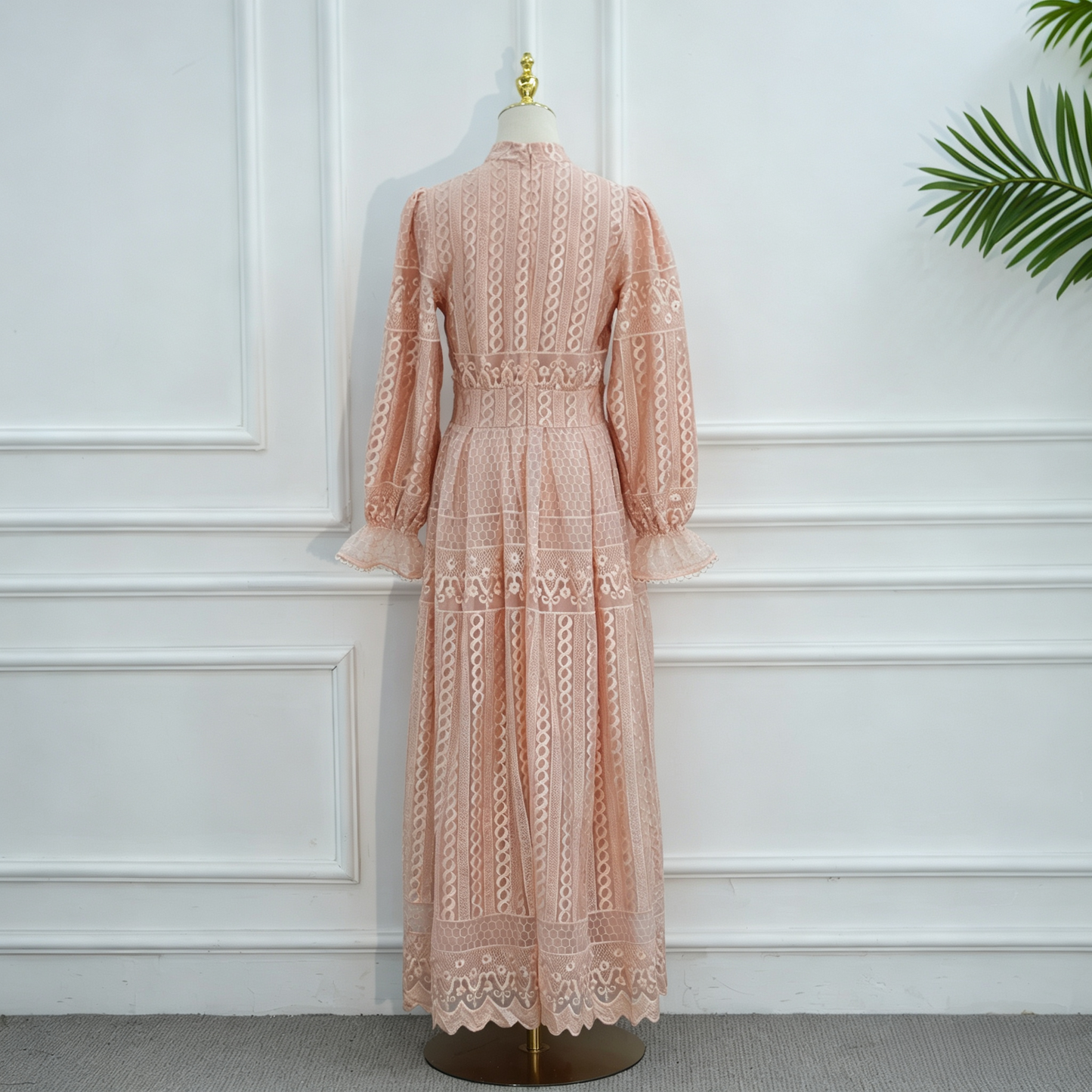 Elegant Embroidered Double Layer Abaya Dress - Luxury Modest Maxi Gown