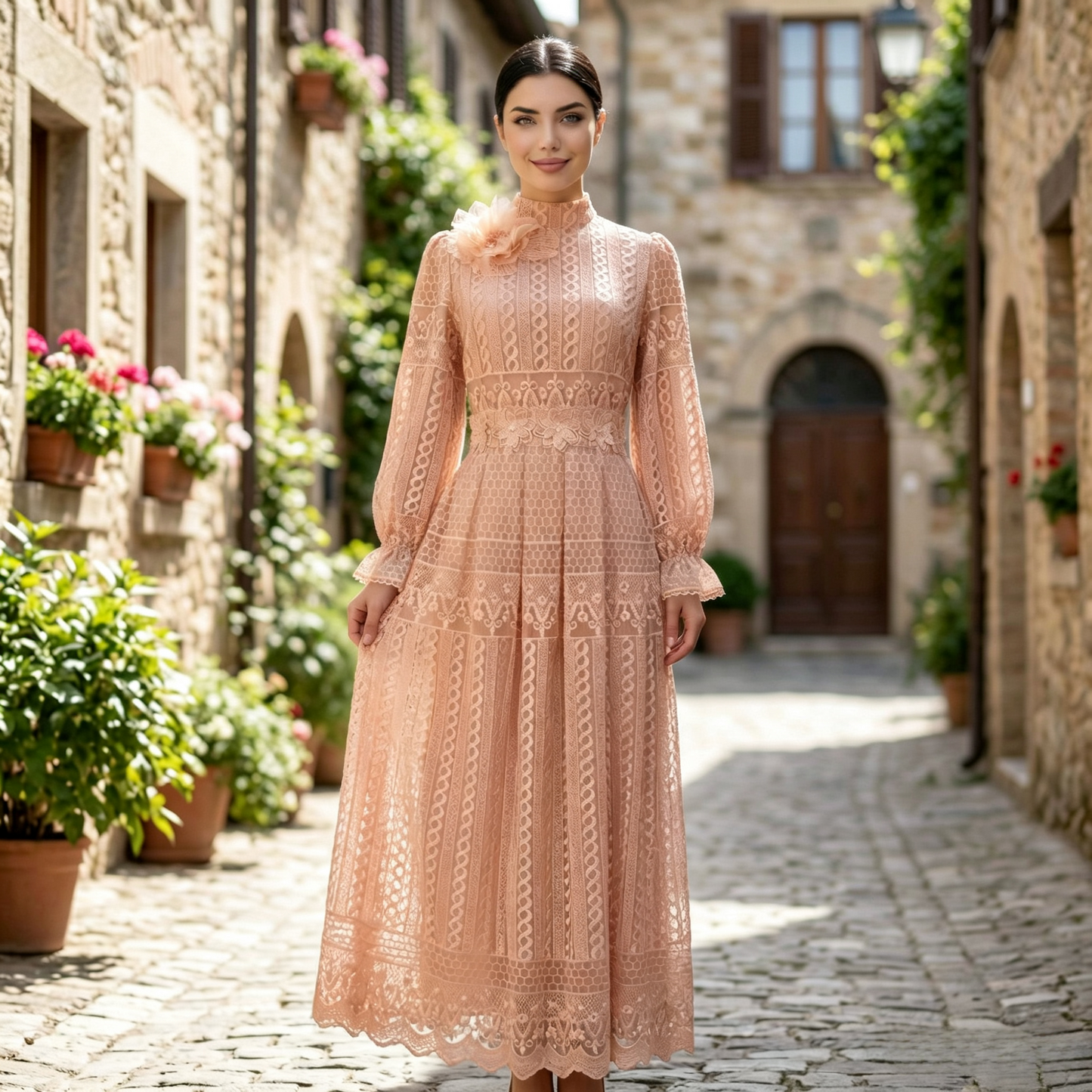 Elegant Embroidered Double Layer Abaya Dress - Luxury Modest Maxi Gown