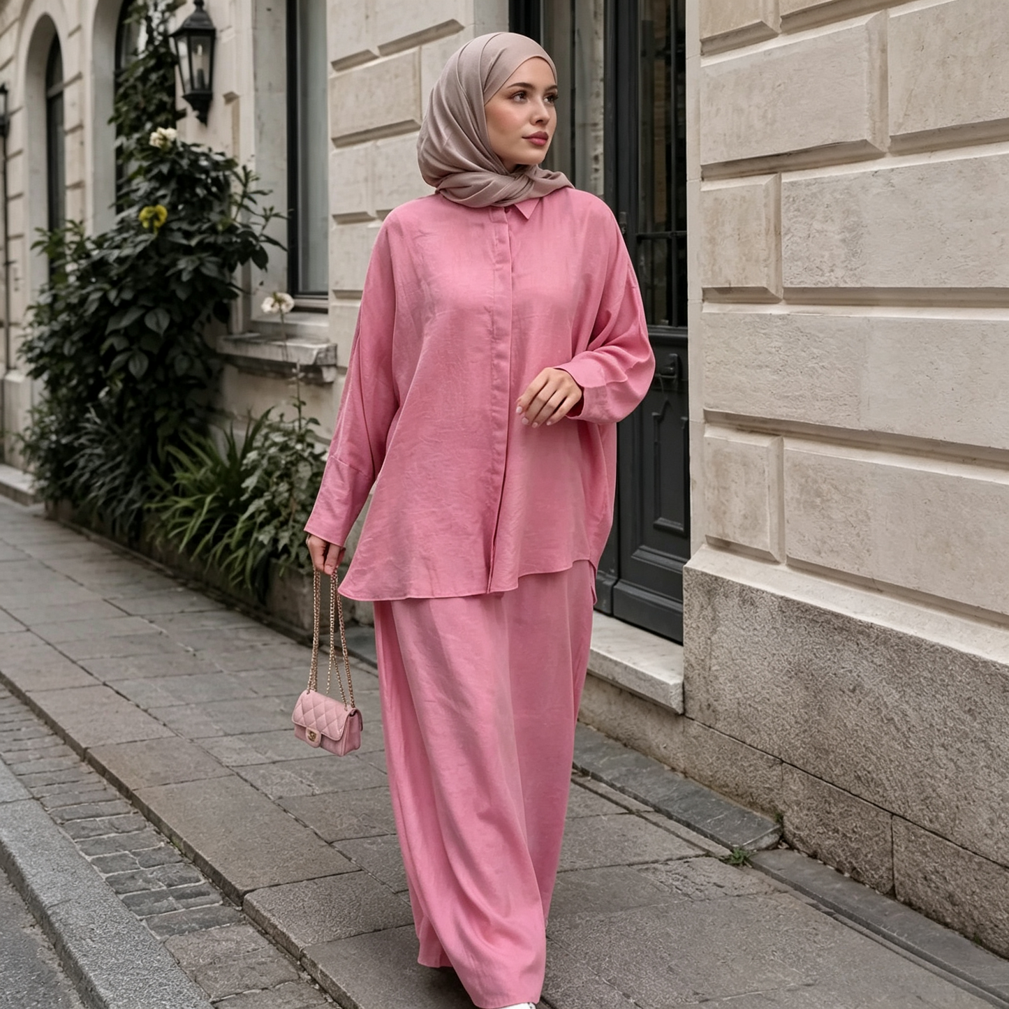 Cotton Retro Lapel Cardigan & Long Skirt Set - Modest 2-Piece Outfit