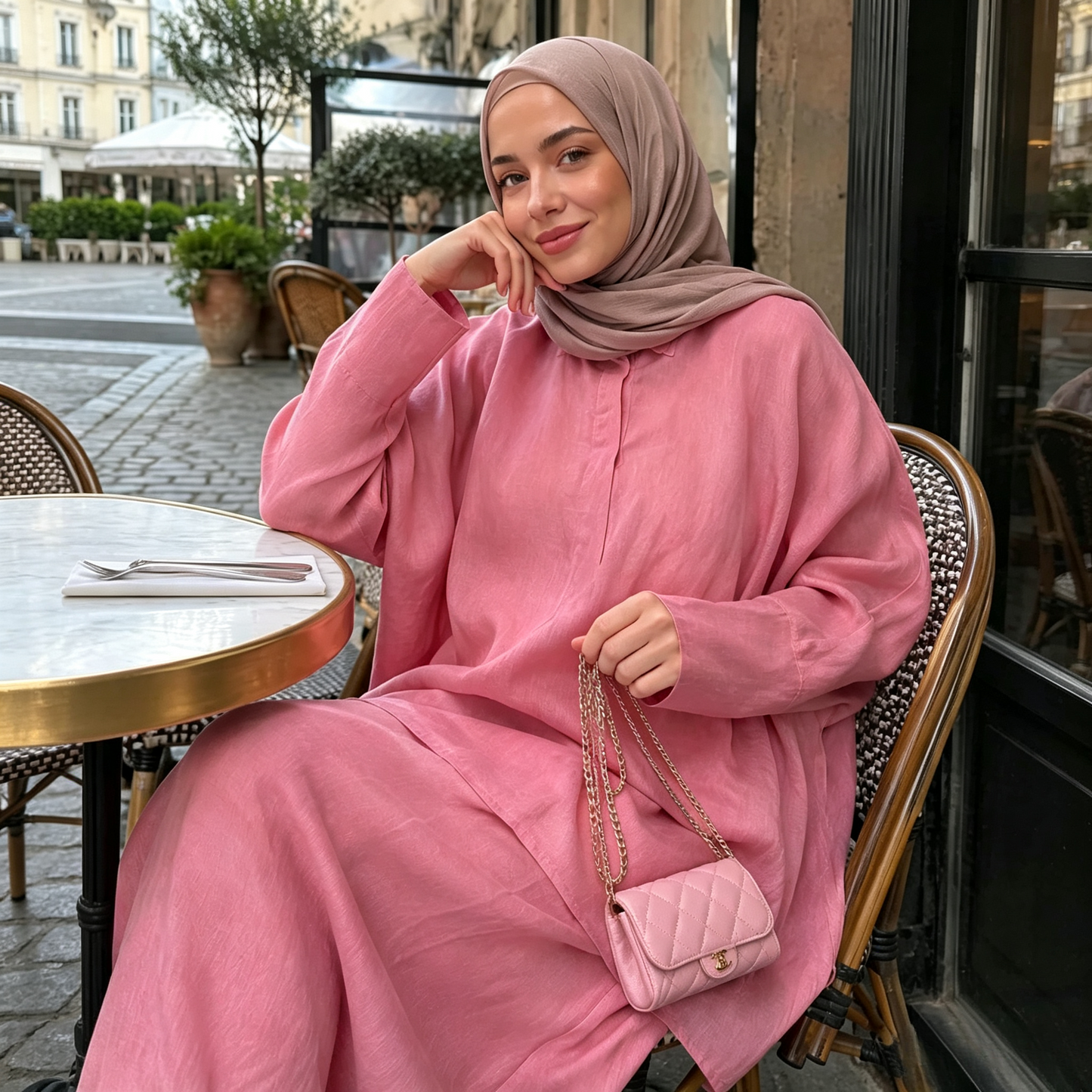 Cotton Retro Lapel Cardigan & Long Skirt Set - Modest 2-Piece Outfit