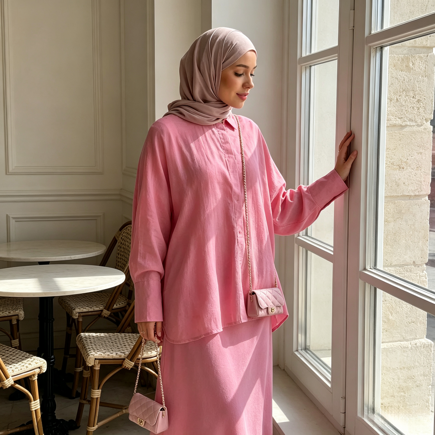 Cotton Retro Lapel Cardigan & Long Skirt Set - Modest 2-Piece Outfit