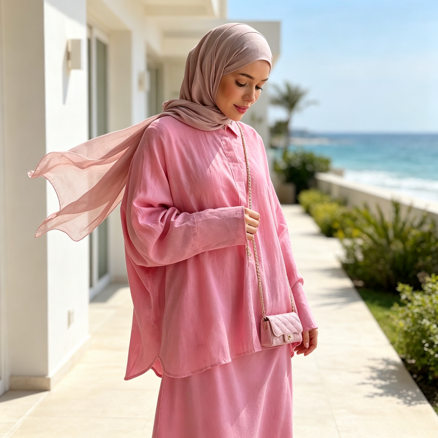 Cotton Retro Lapel Cardigan & Long Skirt Set - Modest 2-Piece Outfit