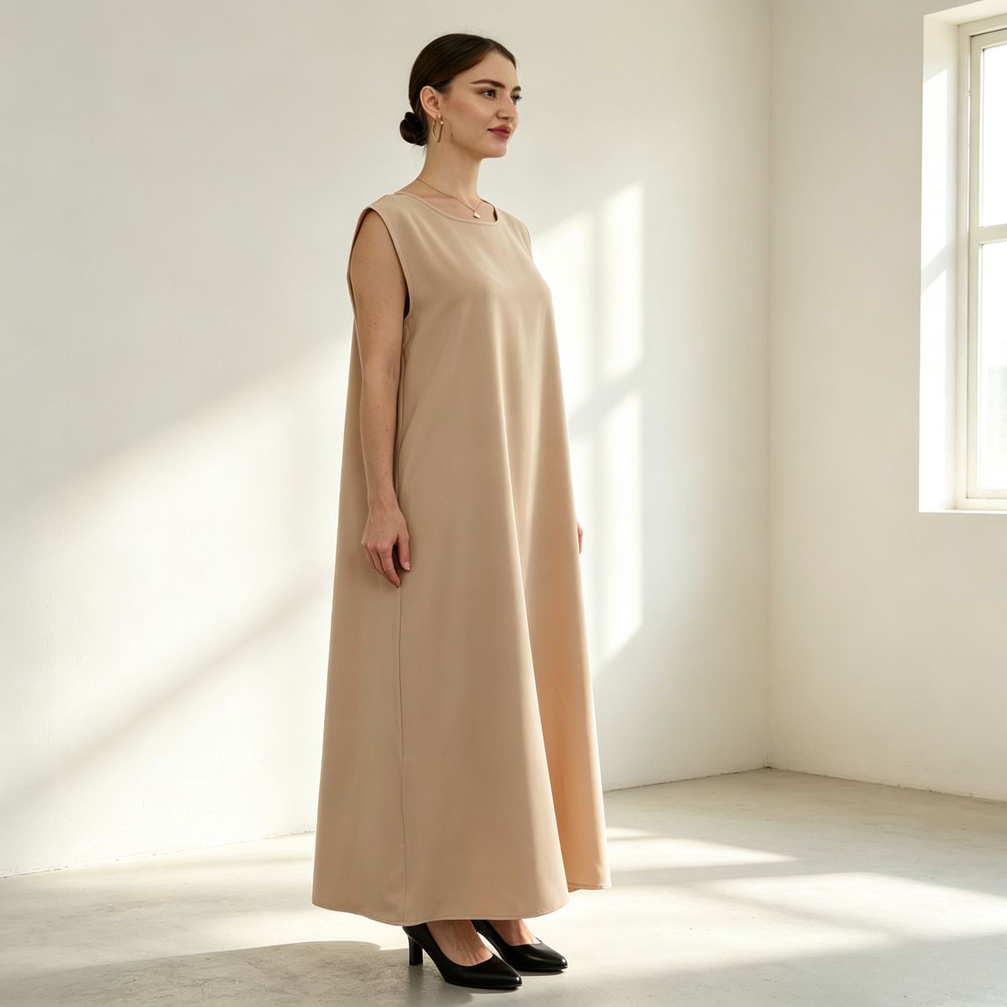 Embroidered 3-Piece Abaya Set - Outer Dress, Inner Dress & Hijab