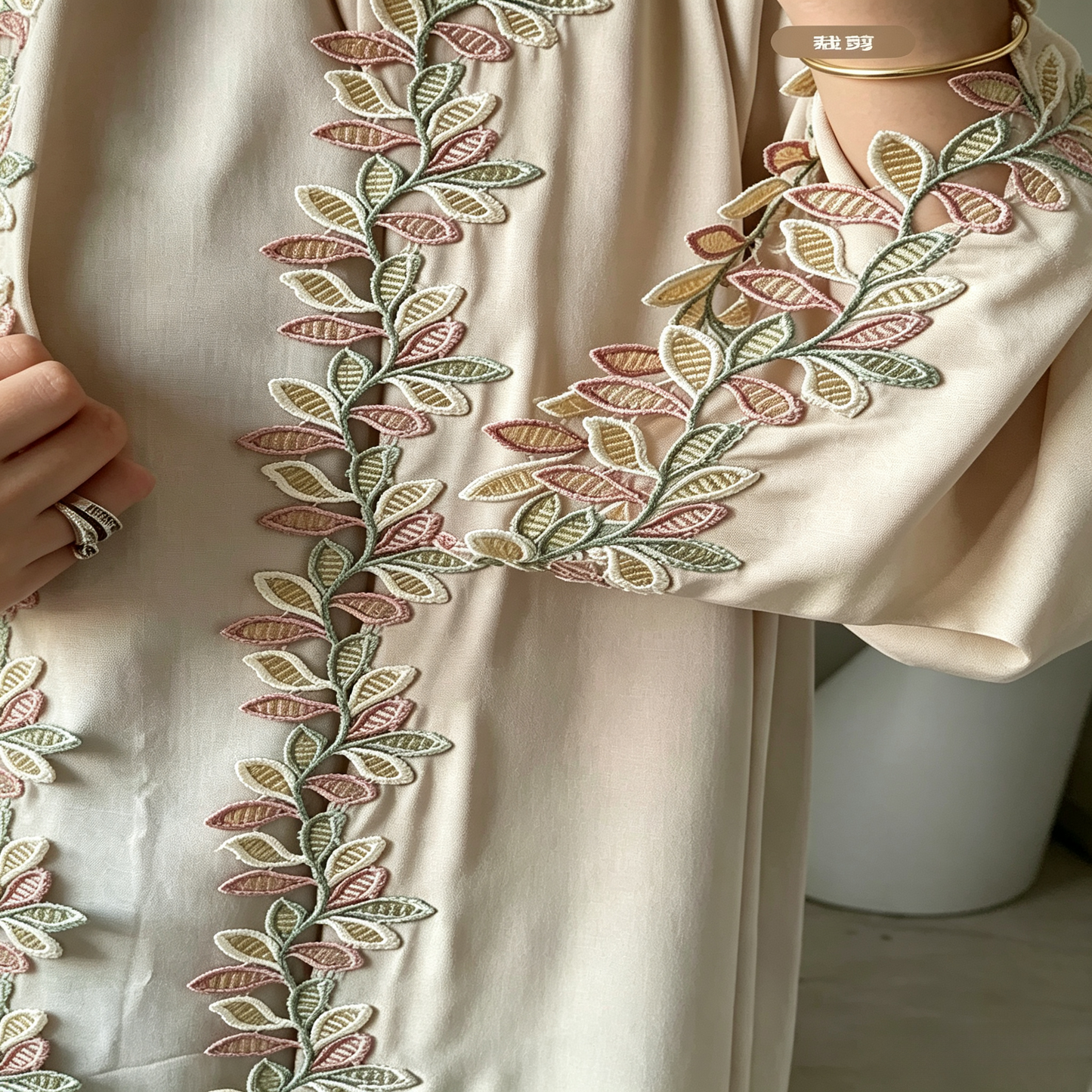 Embroidered 3-Piece Abaya Set - Outer Dress, Inner Dress & Hijab