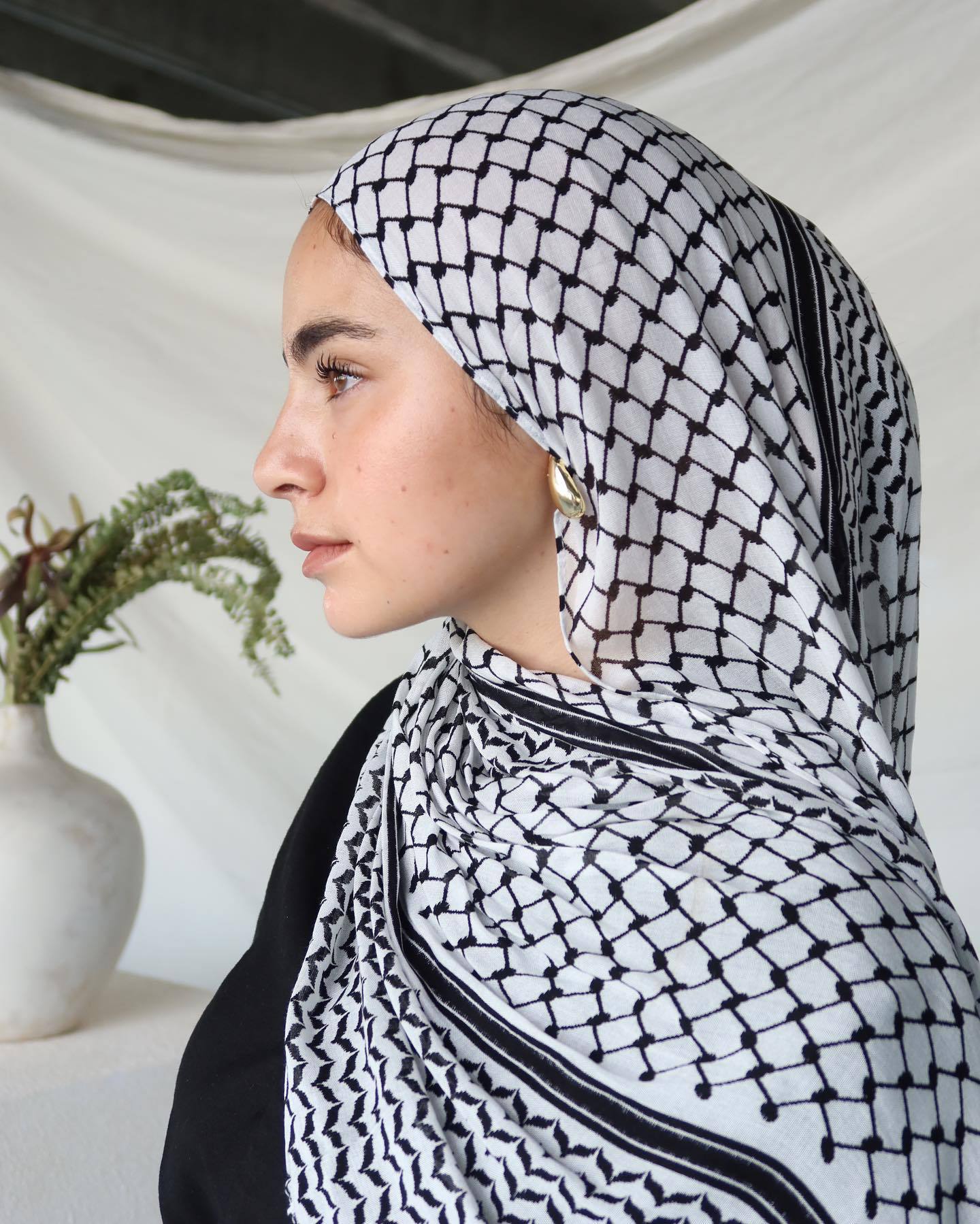 Keffiyeh Chiffon Hijab - Lightweight Breathable Islamic Scarf