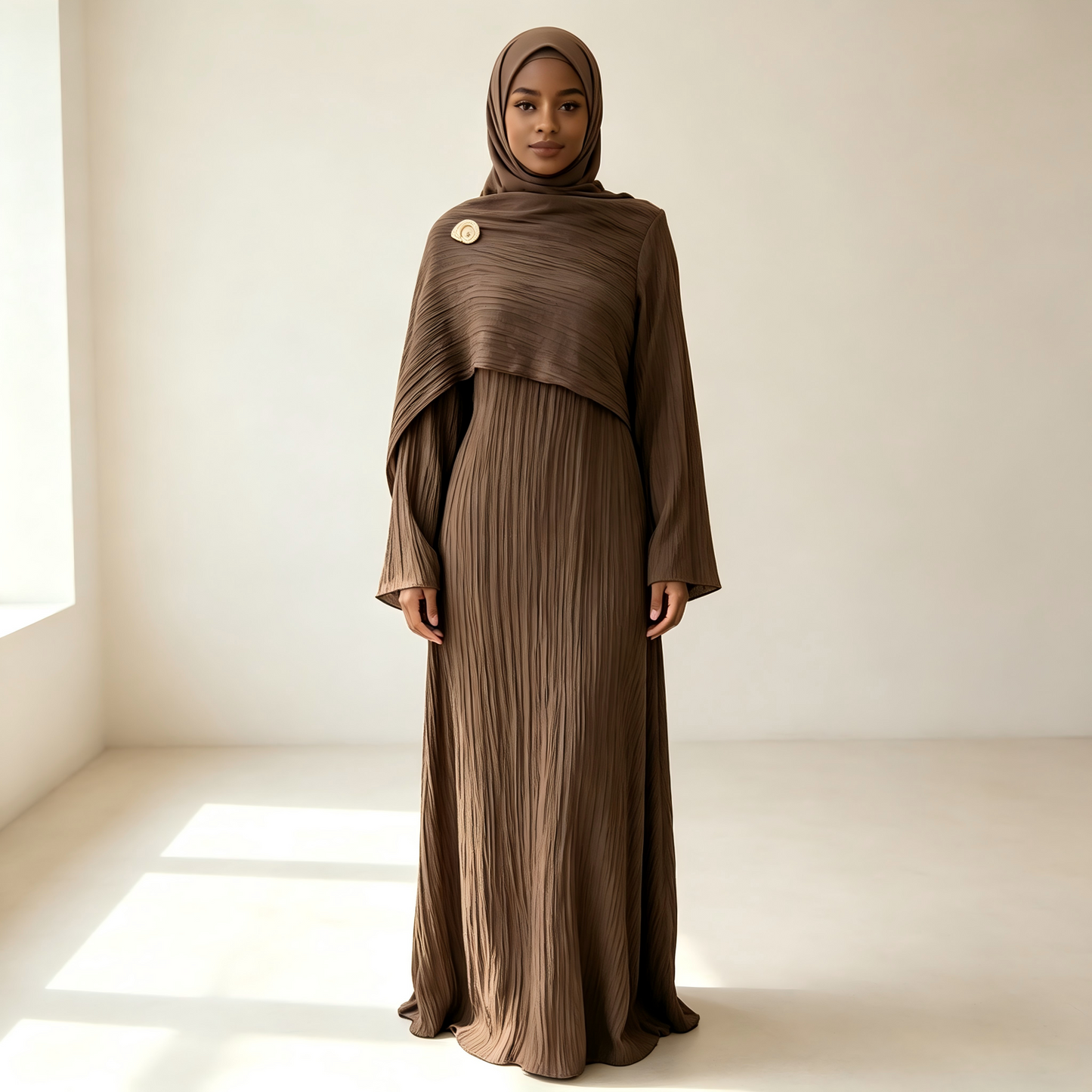 Double Layer Tencel Knit Abaya Dress - Soft Modest Maxi Gown