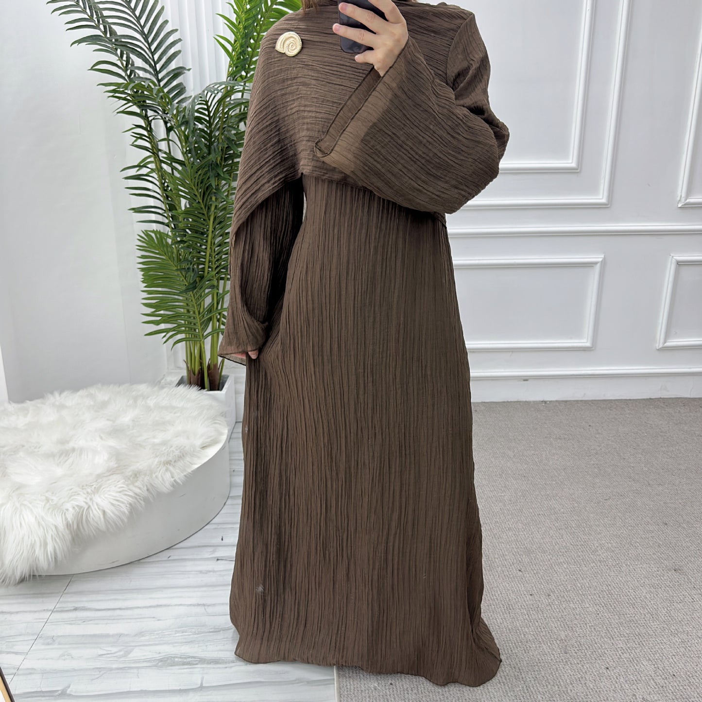 Double Layer Tencel Knit Abaya Dress - Soft Modest Maxi Gown