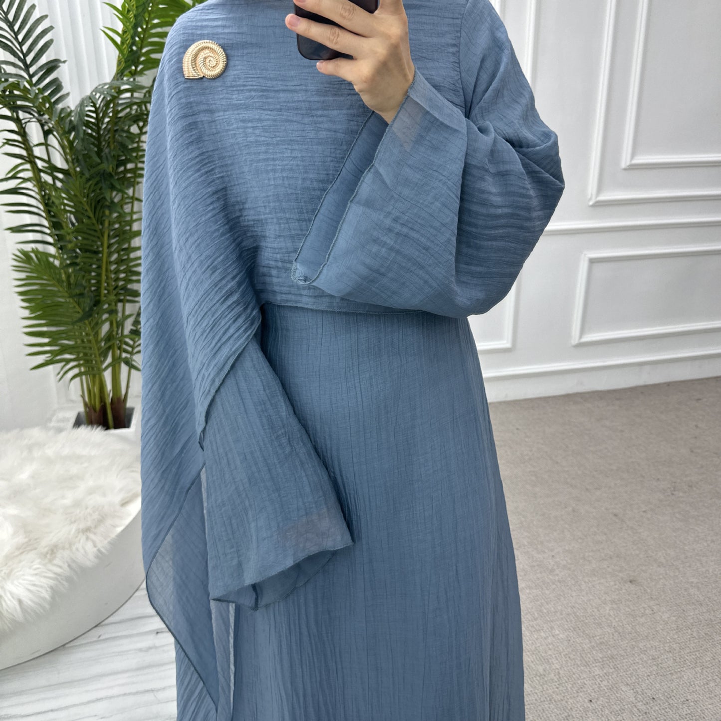 Double Layer Tencel Knit Abaya Dress - Soft Modest Maxi Gown
