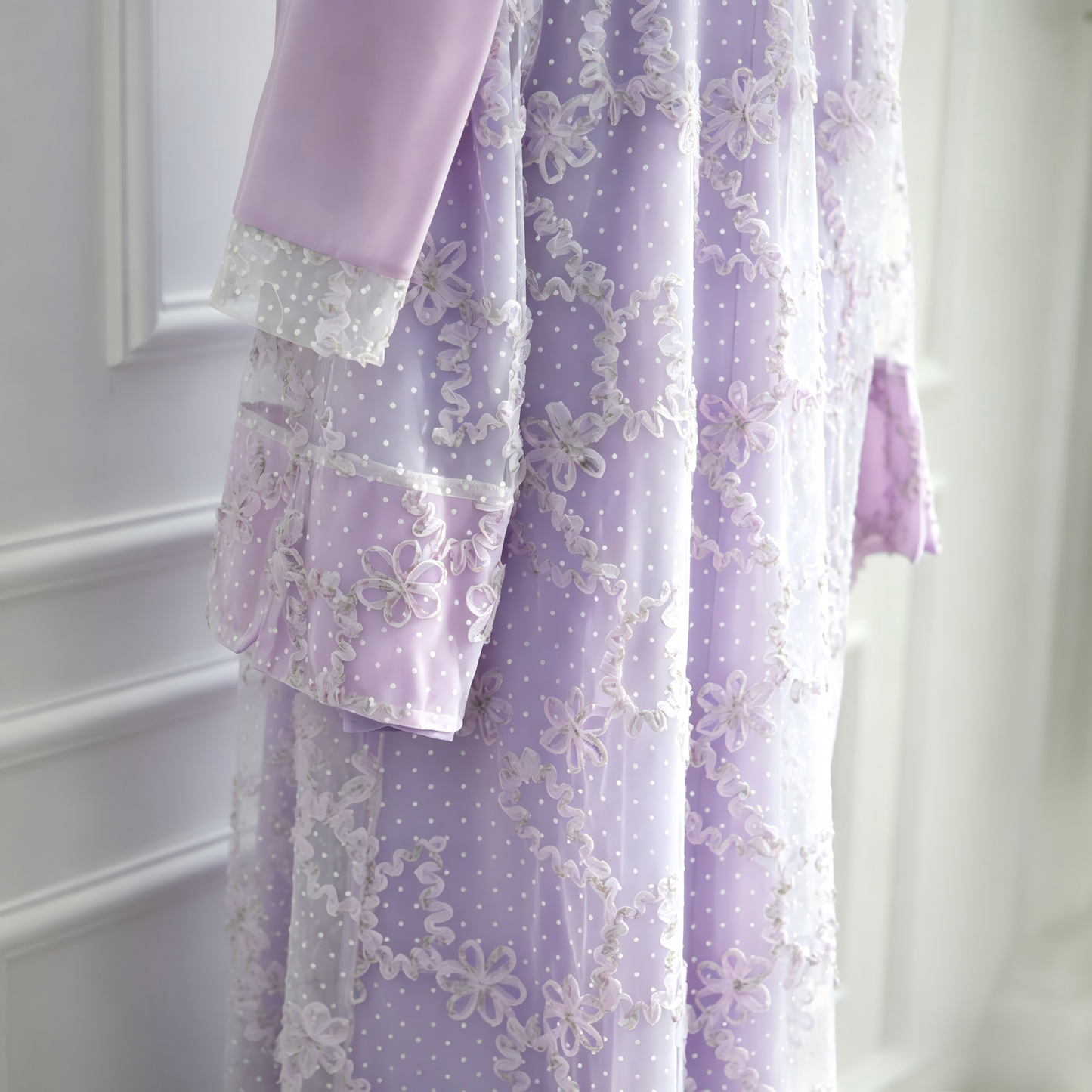 Elegant Mesh Cardigan Abaya and Hijab Set