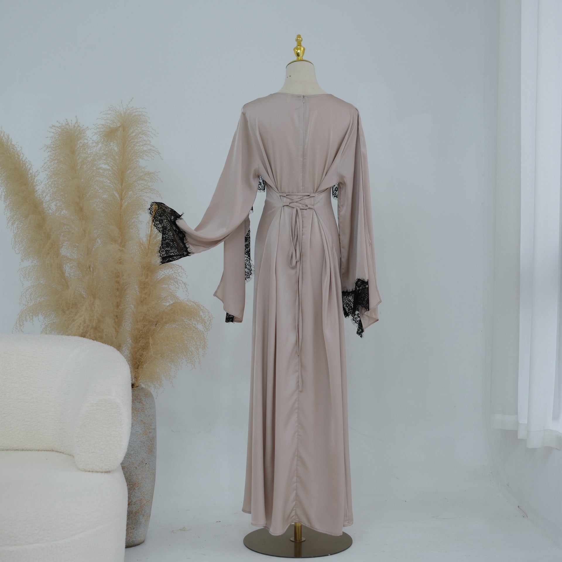 Lace Trim Abaya Dress - Back detail
