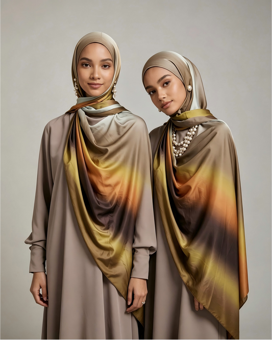 Golden Olive Printed Jersey Hijab – Soft Premium Modest Head Scarf - product image 2 of 11 | Lunar Elegance