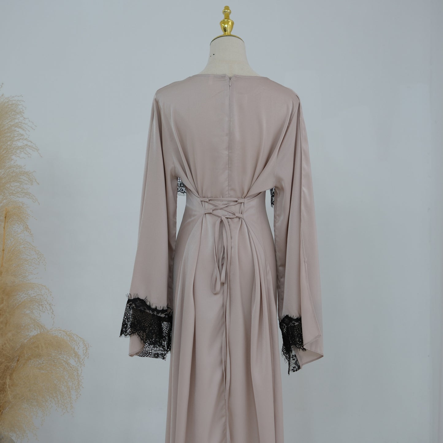 Lace Trim Abaya Dress - Side view