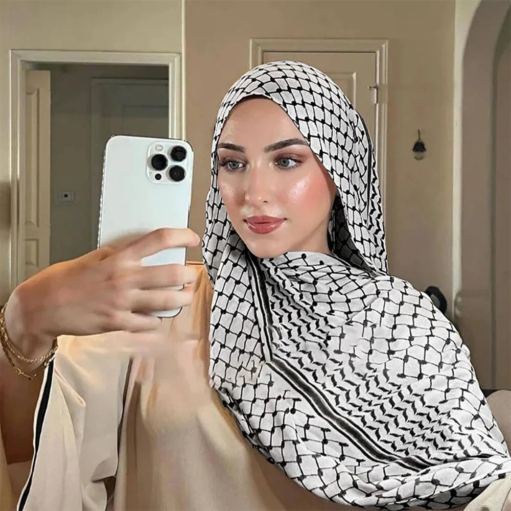 Keffiyeh Chiffon Hijab - Lightweight Breathable Islamic Scarf