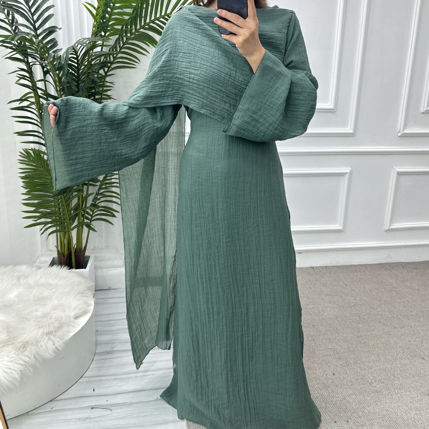 Double Layer Tencel Knit Abaya Dress - Soft Modest Maxi Gown