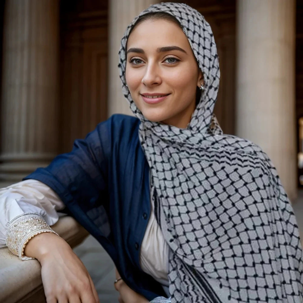 Keffiyeh Chiffon Hijab - Lightweight Breathable Islamic Scarf