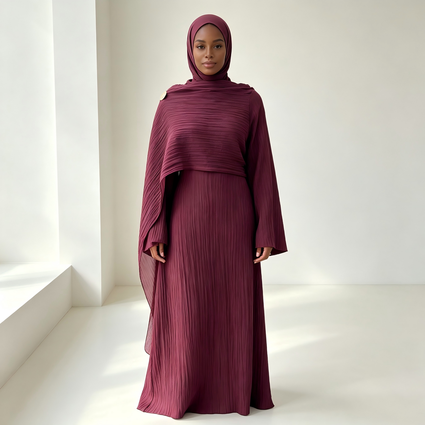 Double Layer Tencel Knit Abaya Dress - Soft Modest Maxi Gown