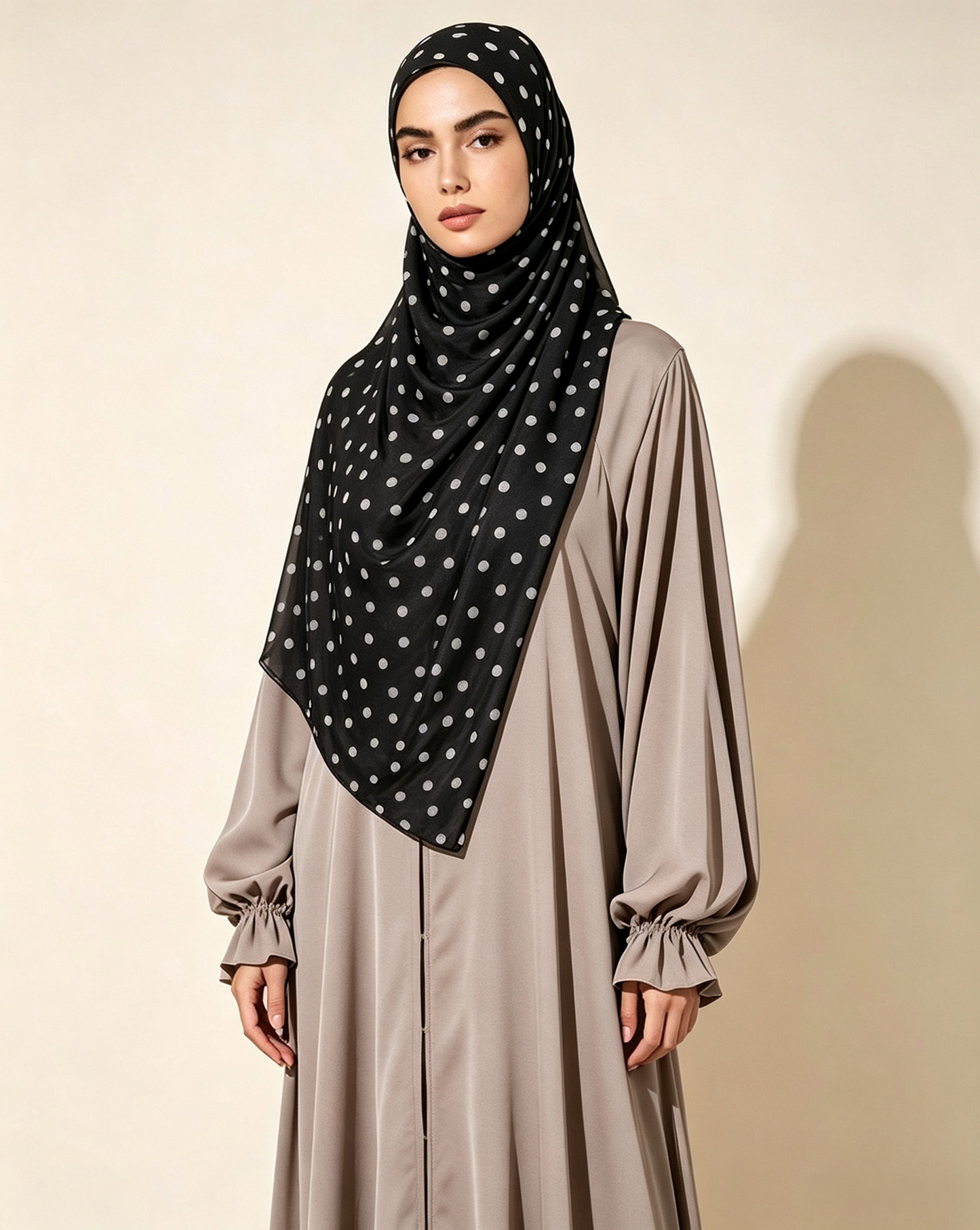 Black Polka Dot Jersey Hijab – Soft Premium Modest Head Scarf - product image 2 of 8 | Lunar Elegance