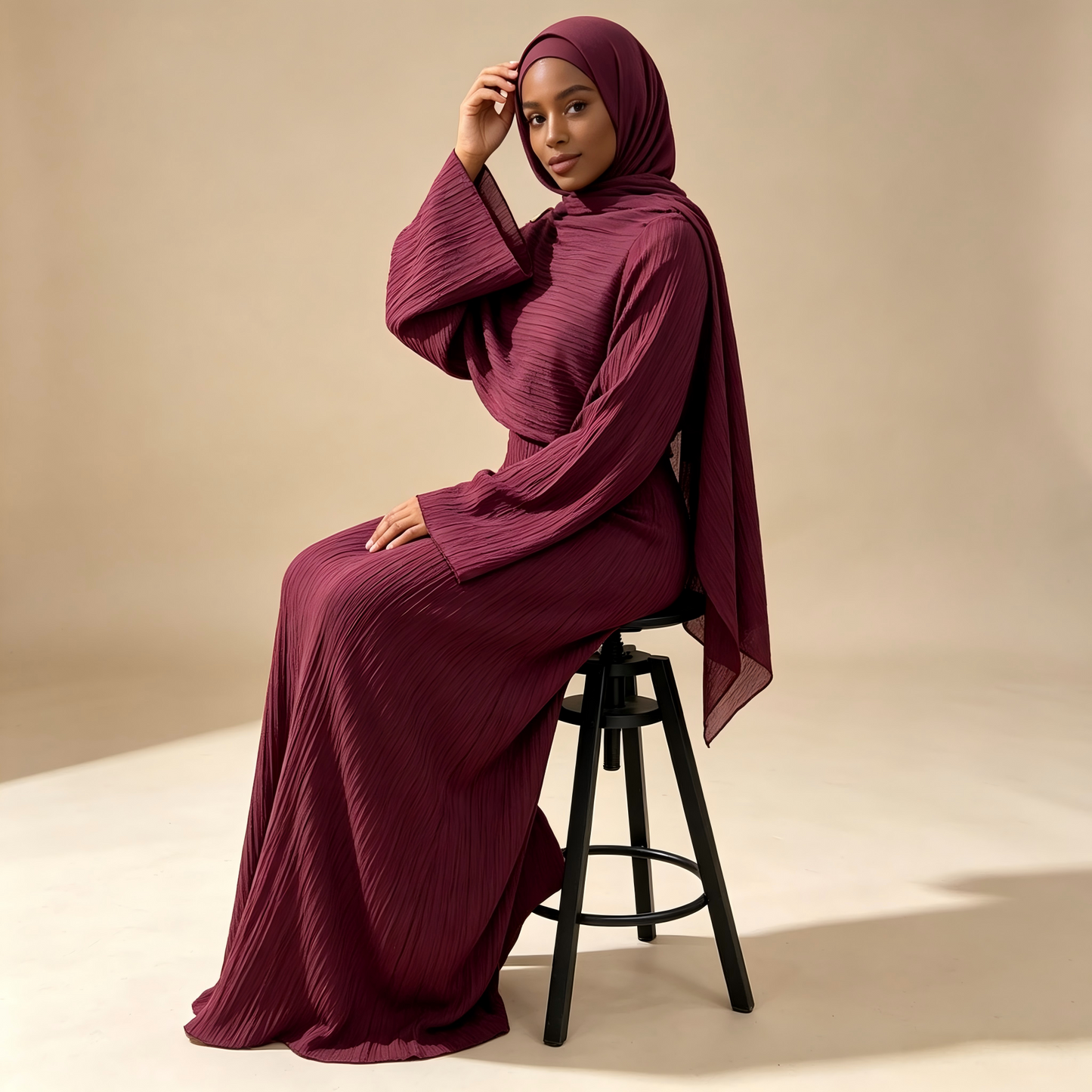 Double Layer Tencel Knit Abaya Dress - Soft Modest Maxi Gown
