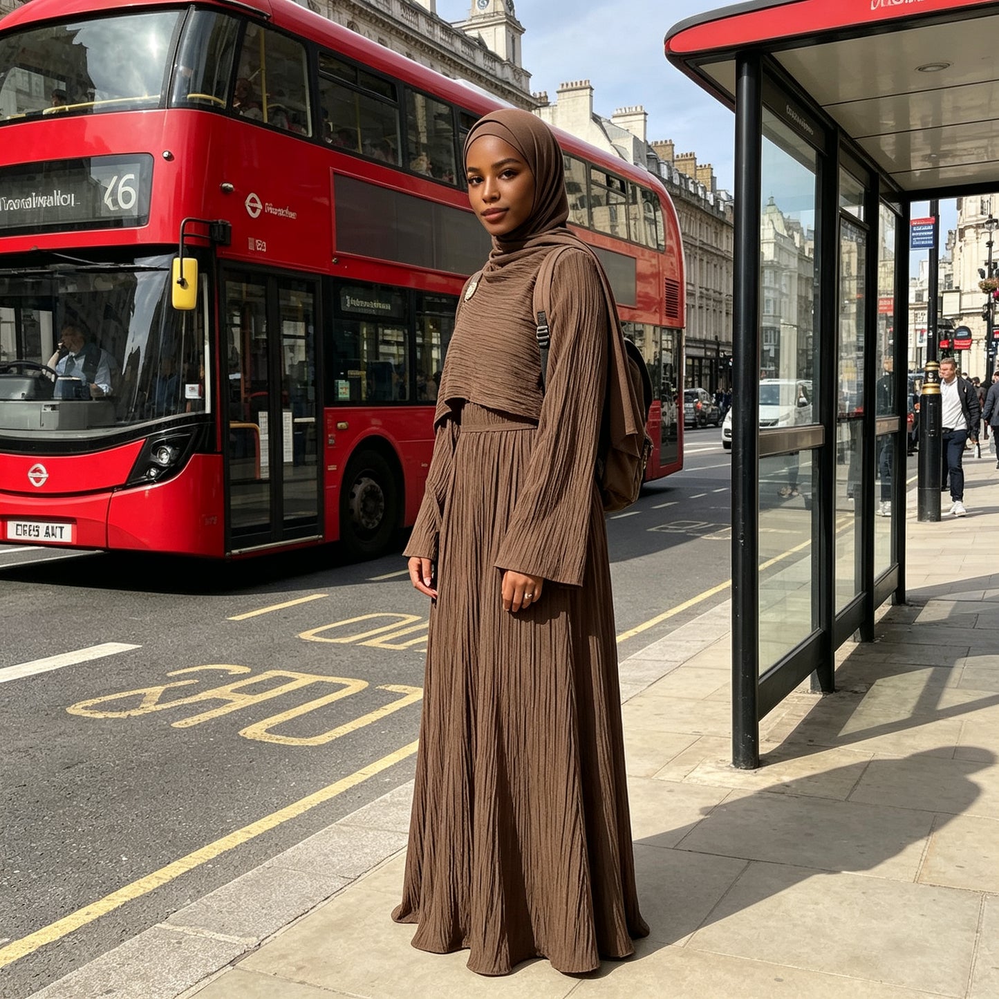 Double Layer Tencel Knit Abaya Dress - Soft Modest Maxi Gown