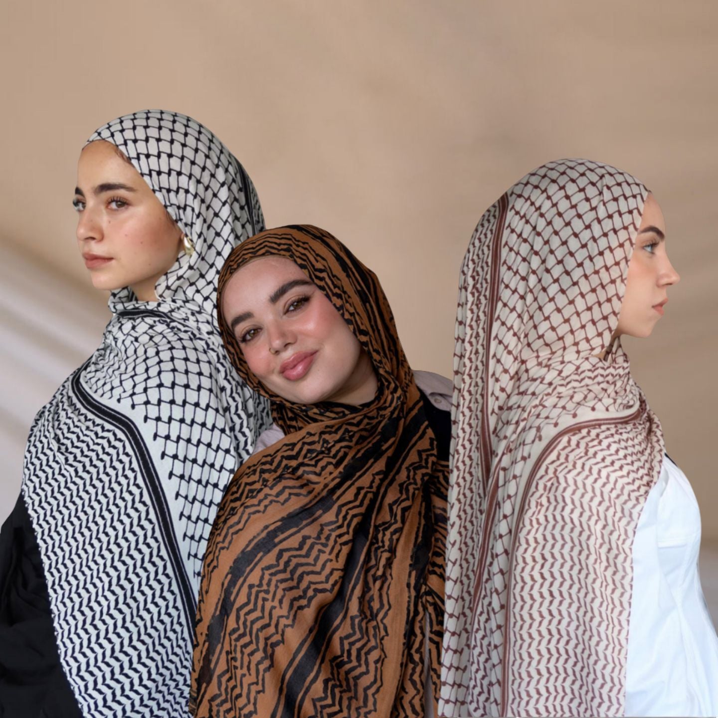 Keffiyeh Chiffon Hijab - Lightweight Breathable Islamic Scarf