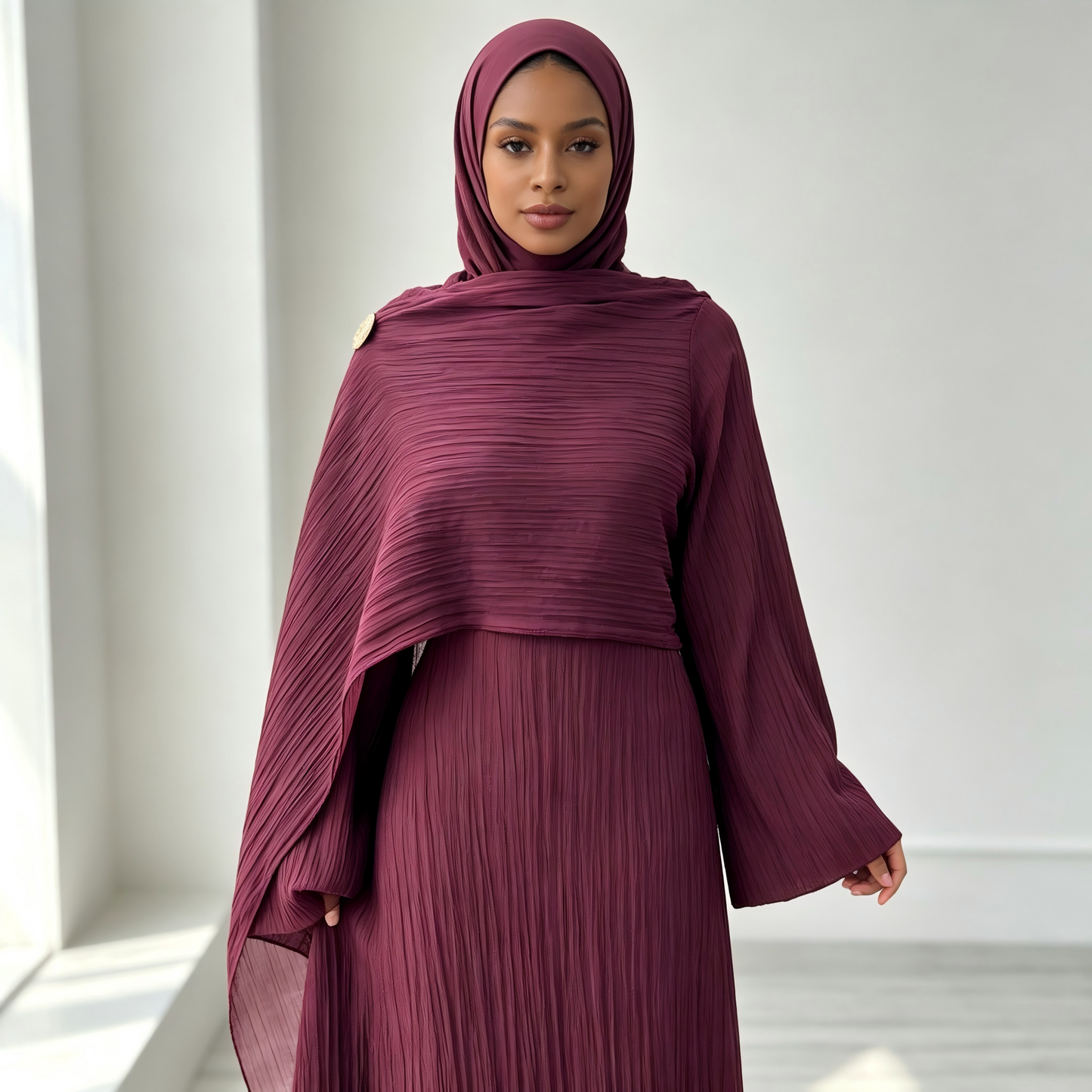 Double Layer Tencel Knit Abaya Dress - Soft Modest Maxi Gown