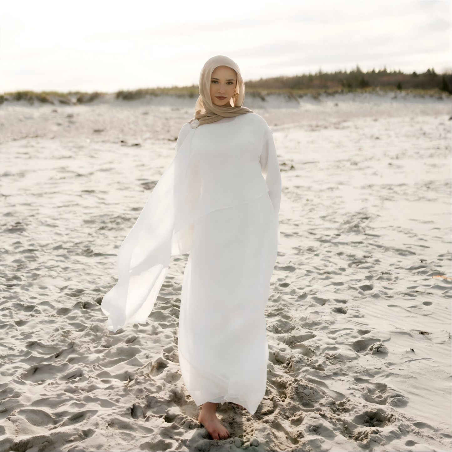 Double Layer Tencel Knit Abaya Dress - Soft Modest Maxi Gown