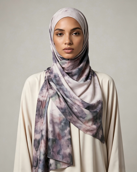 Smoky Purple Printed Jersey Hijab – Soft Premium Modest Head Scarf - product image 1 of 8 | Lunar Elegance