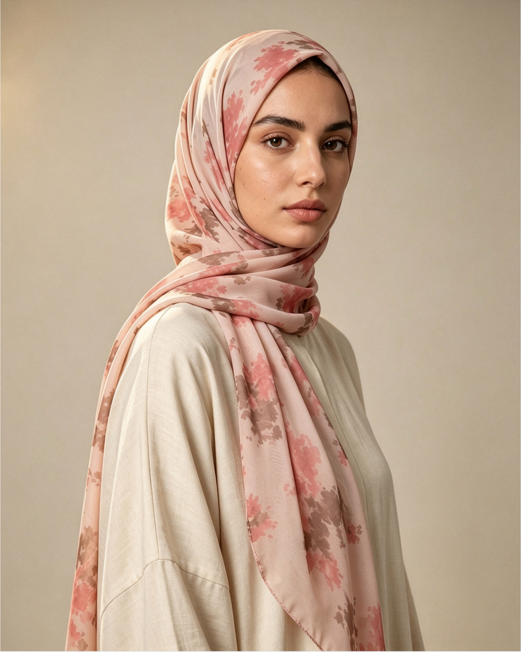 Blush Pink Printed Jersey Hijab – Soft Premium Modest Head Scarf - product image 5 of 9 | Lunar Elegance