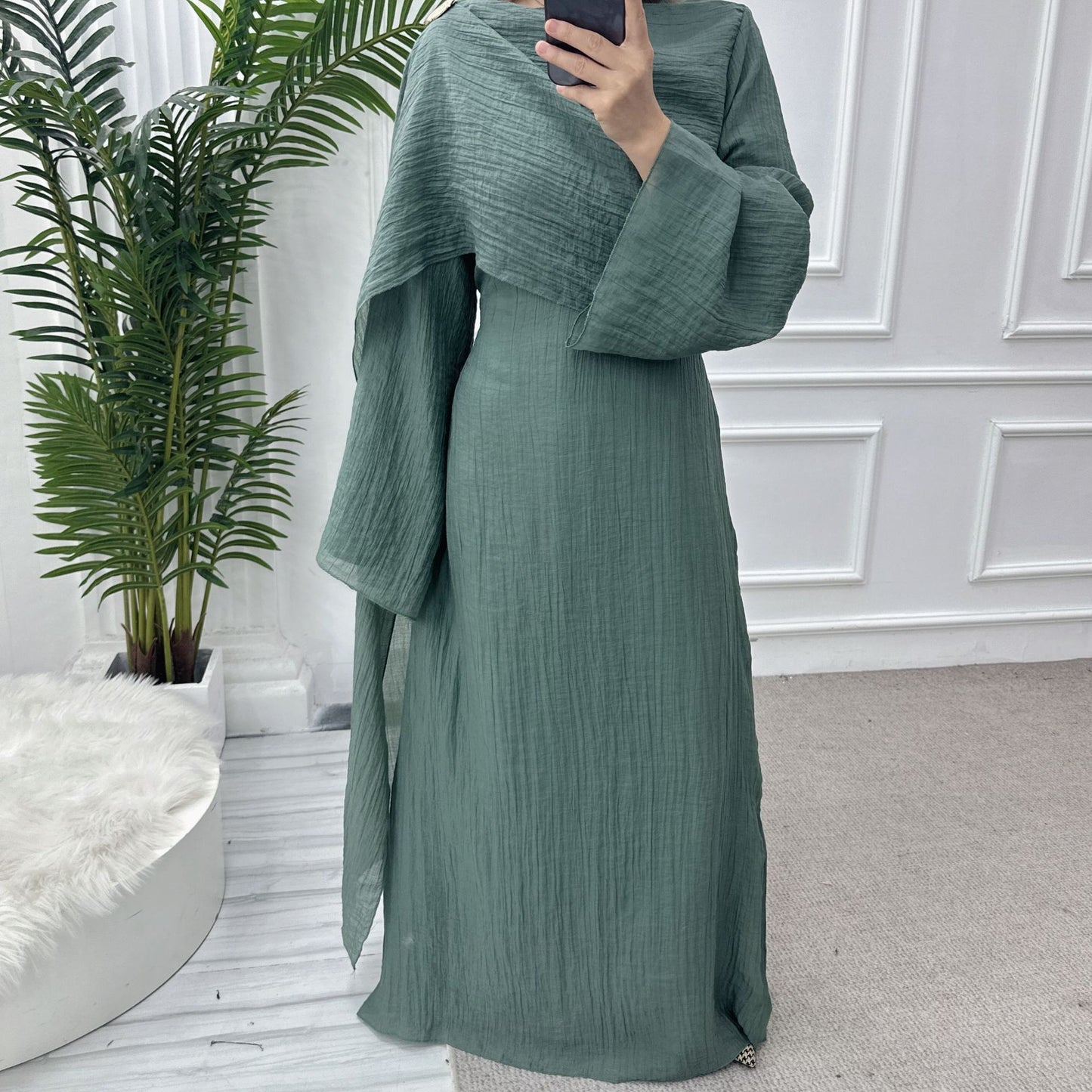 Double Layer Tencel Knit Abaya Dress - Soft Modest Maxi Gown