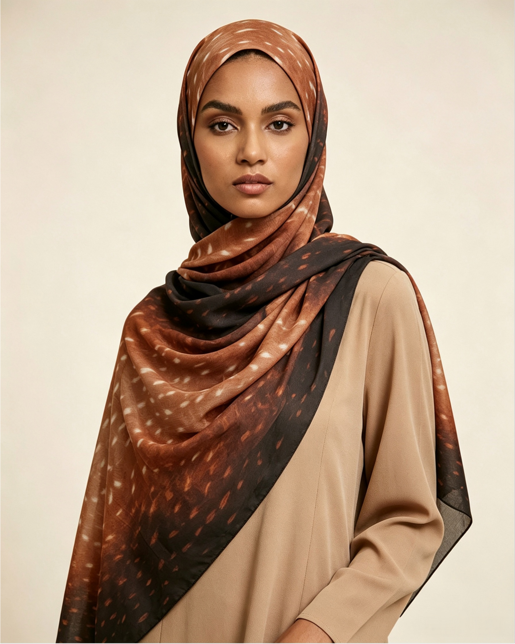 Amber Mocha Printed Jersey Hijab – Soft Premium Modest Head Scarf - product image 2 of 11 | Lunar Elegance