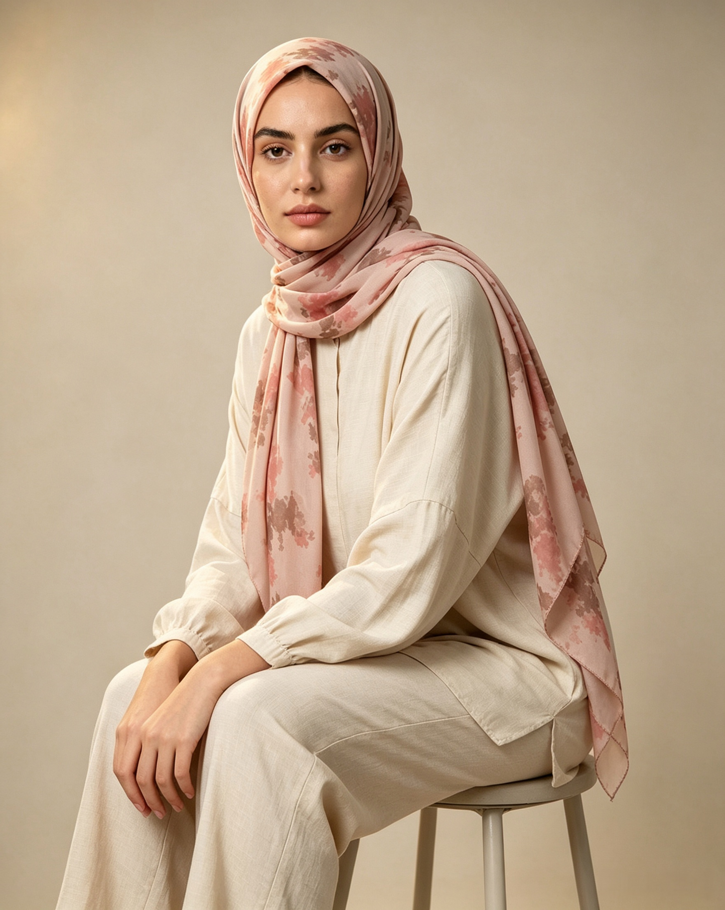Blush Pink Printed Jersey Hijab – Soft Premium Modest Head Scarf - product image 8 of 9 | Lunar Elegance