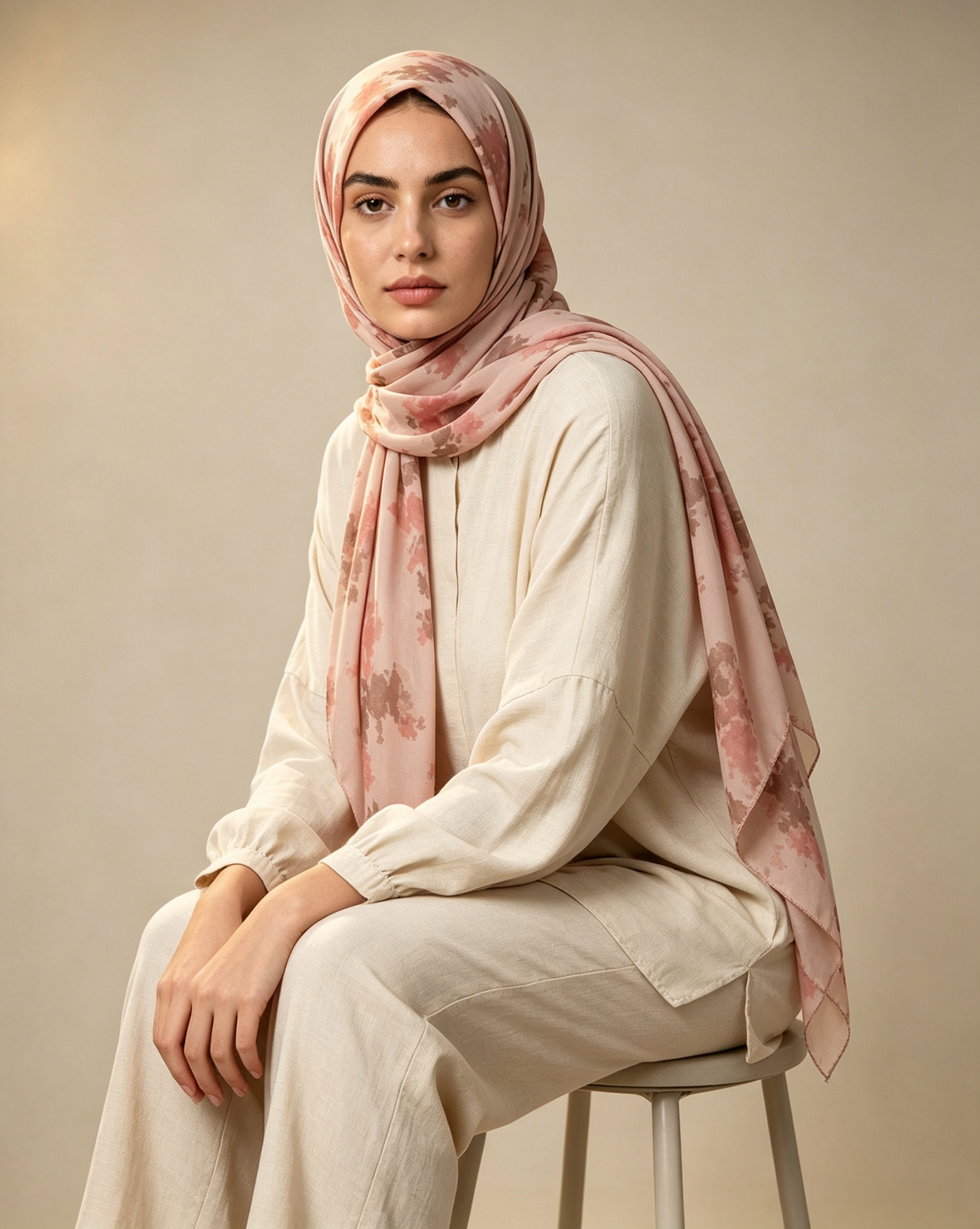 Blush Pink Printed Jersey Hijab – Soft Premium Modest Head Scarf - product image 8 of 9 | Lunar Elegance