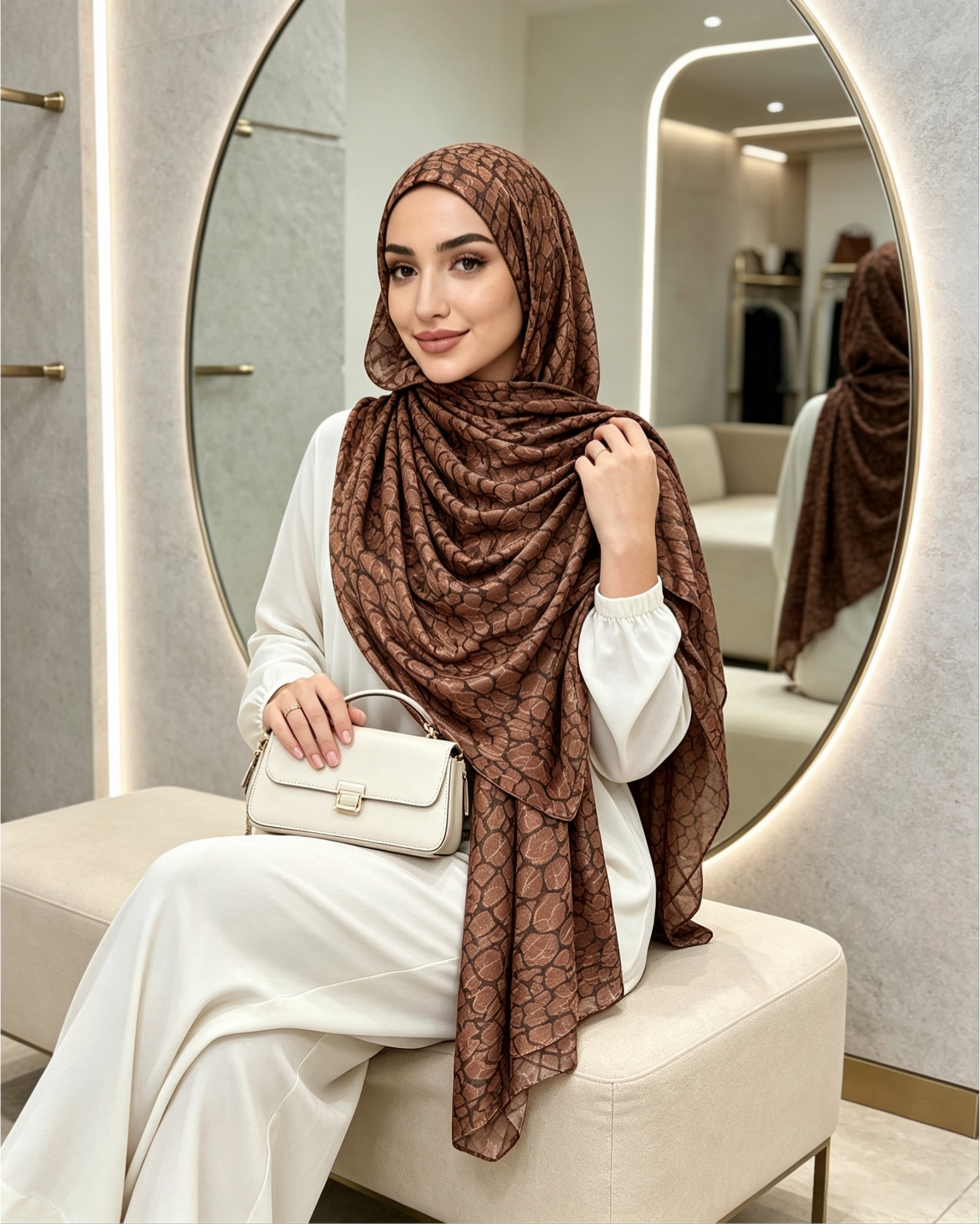 Brown Animal Print Jersey Hijab – Soft Premium Modest Head Scarf - product image 8 of 10 | Lunar Elegance
