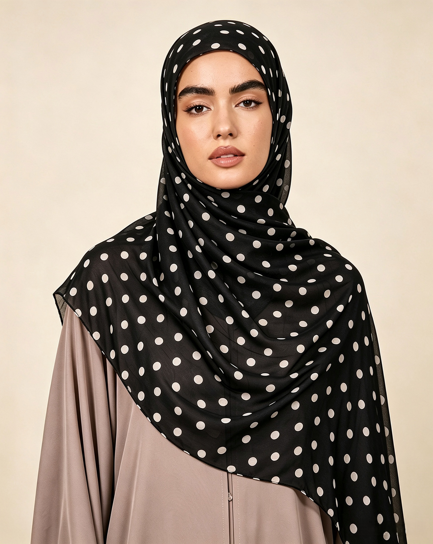 Black Polka Dot Jersey Hijab – Soft Premium Modest Head Scarf - product image 7 of 8 | Lunar Elegance