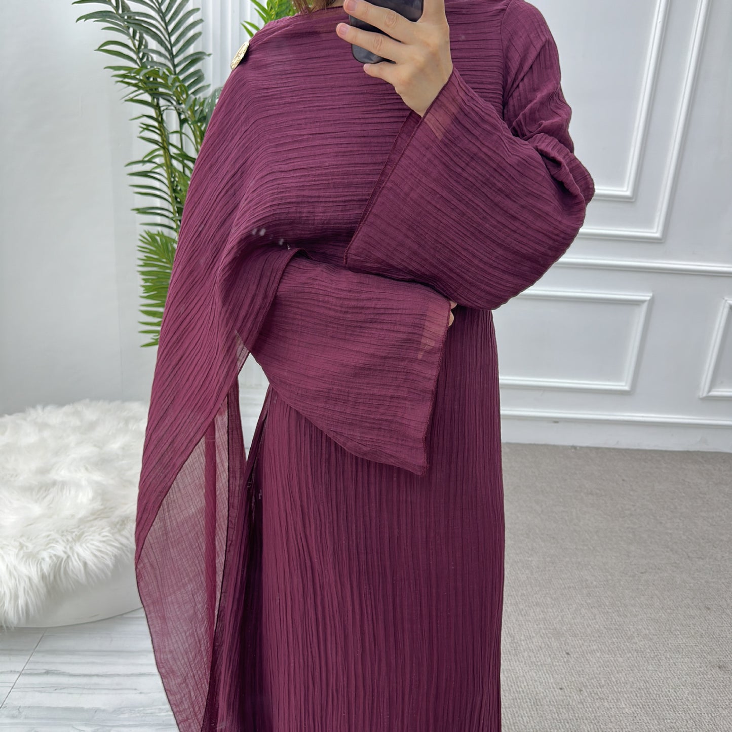 Double Layer Tencel Knit Abaya Dress - Soft Modest Maxi Gown