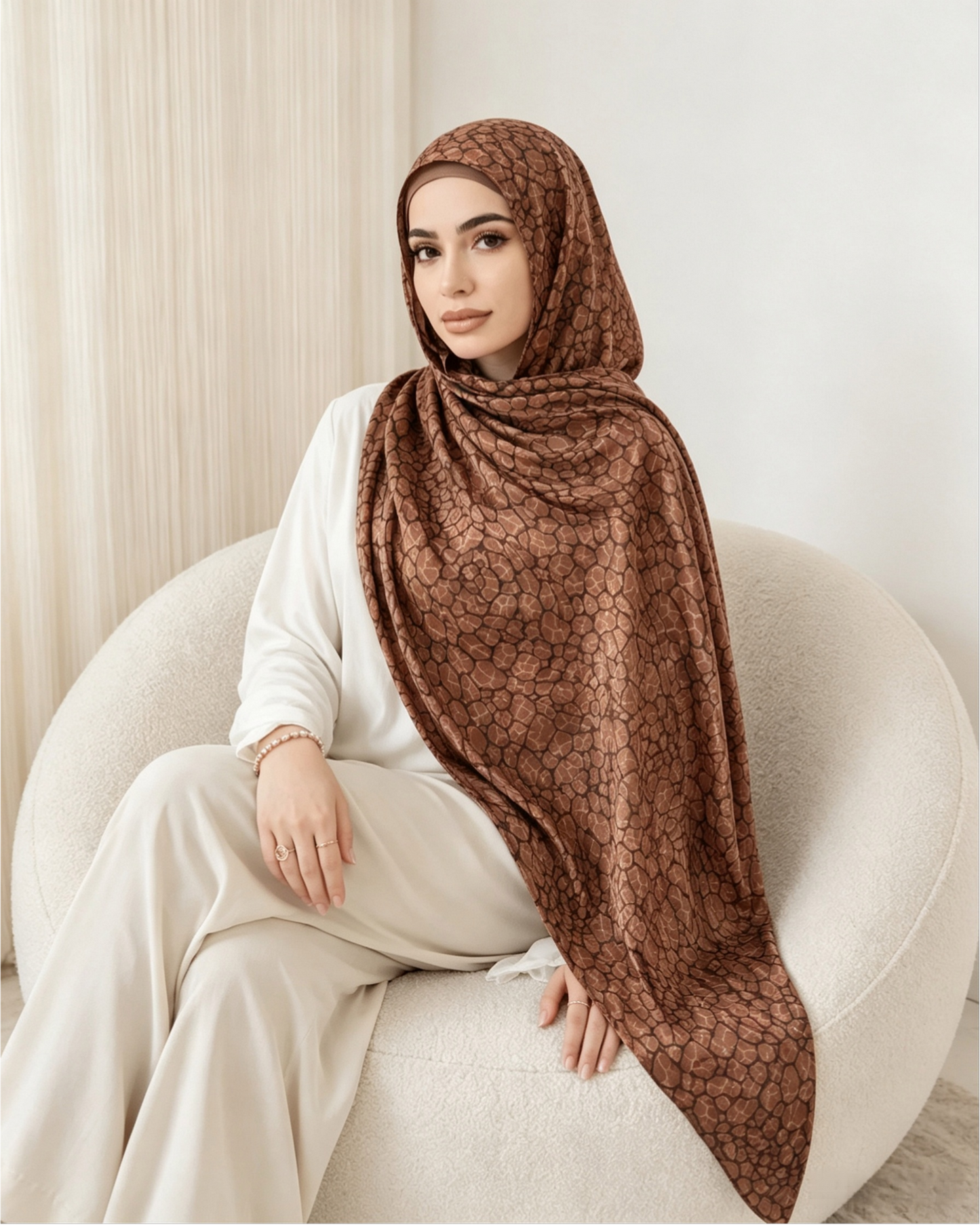 Brown Animal Print Jersey Hijab – Soft Premium Modest Head Scarf - product image 9 of 10 | Lunar Elegance