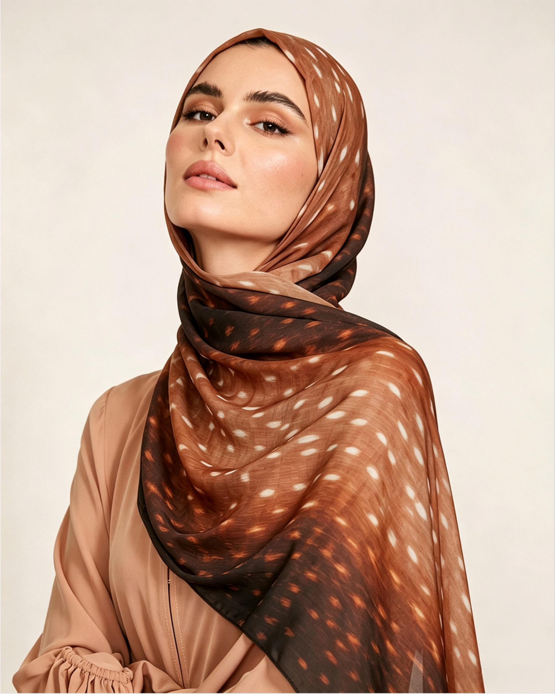 Amber Mocha Printed Jersey Hijab – Soft Premium Modest Head Scarf - product image 11 of 11 | Lunar Elegance